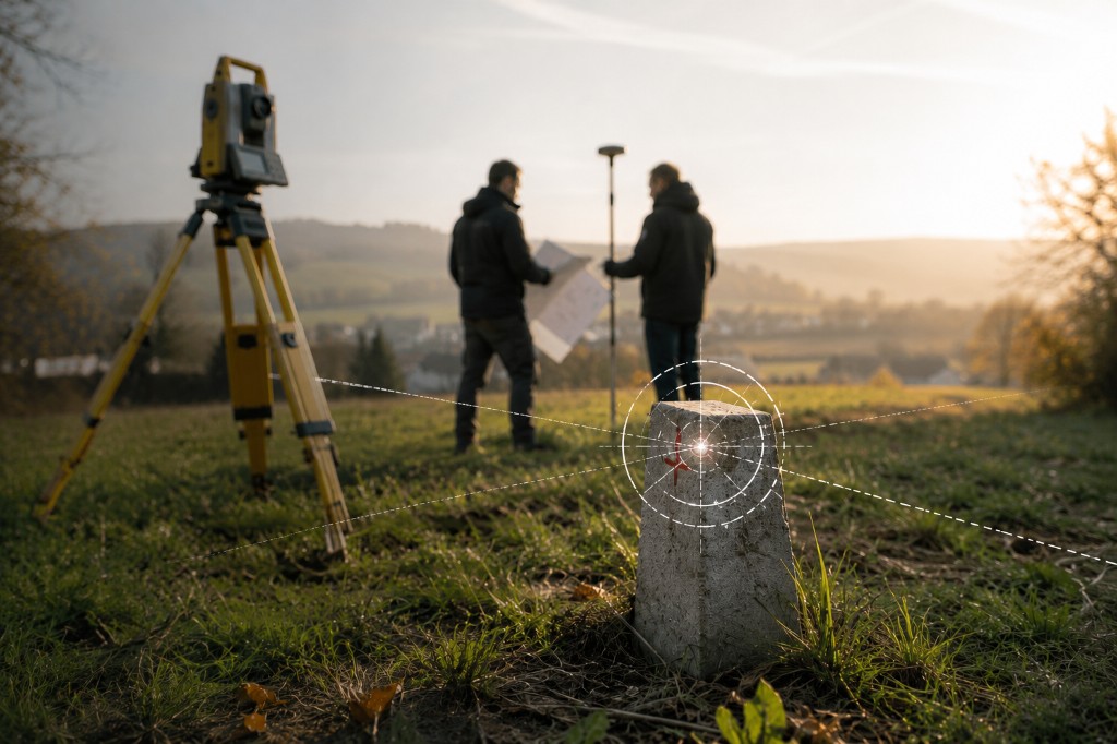 Études foncières — géomètre-expert sur le terrain